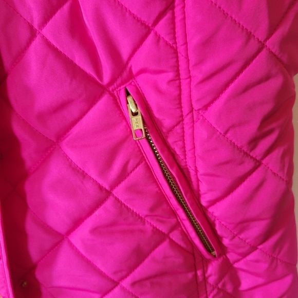 Crown & Ivy Vest Hot Pink W/ Gold Accents Size Large Zipper & Button Overlay EUC - Picture 3 of 10